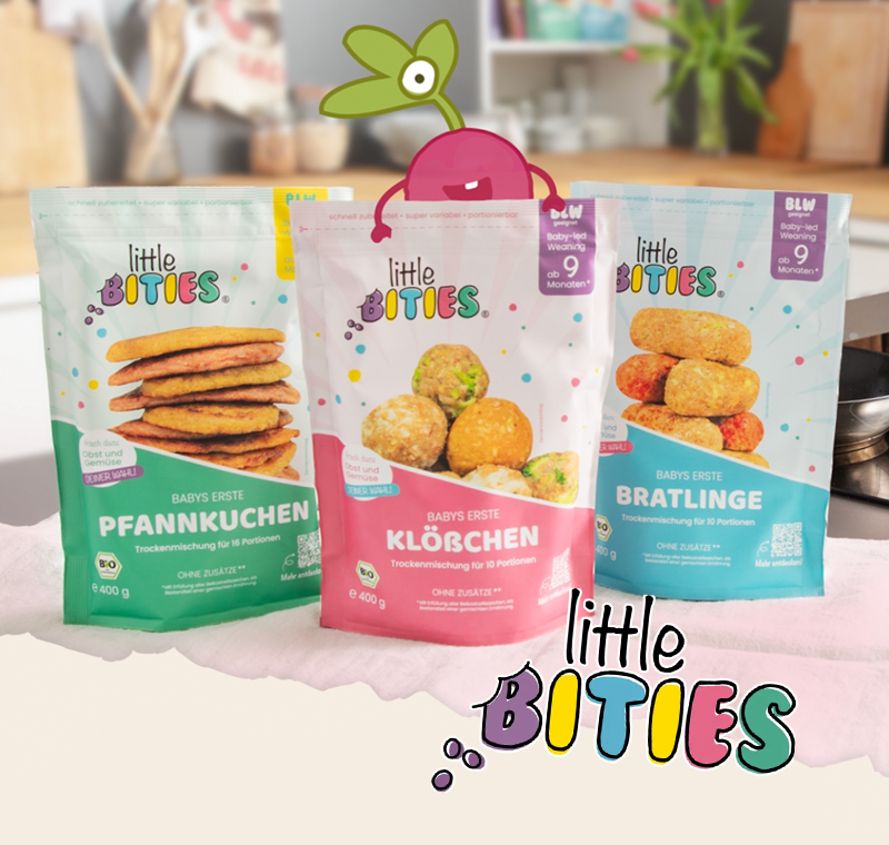 Fruchtsnacks und Quetschbeutel von Little Bities