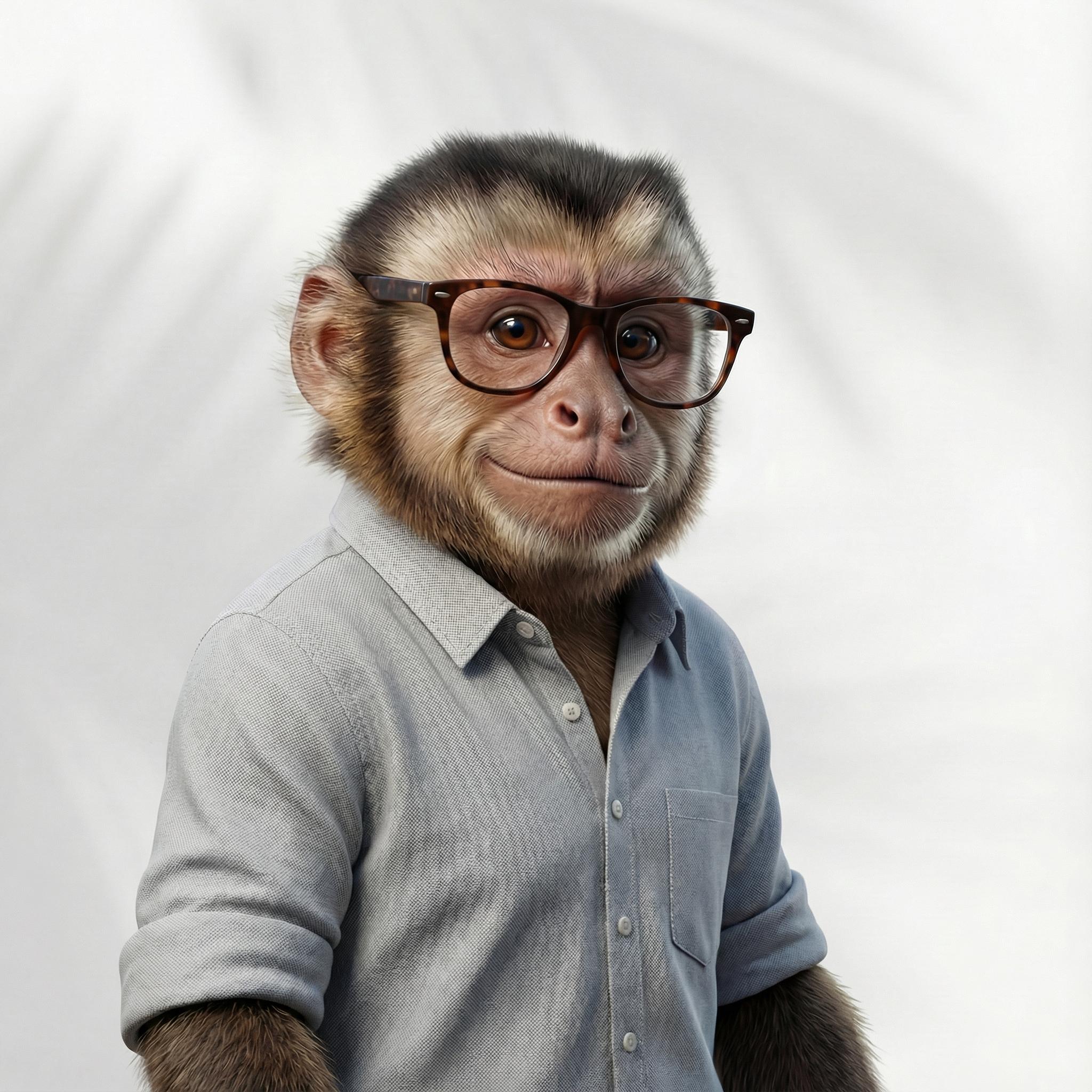 Illustrierter Affe mit Brille und Hemd