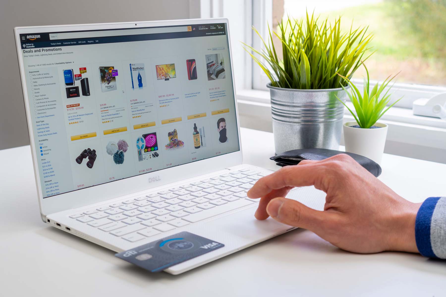 Amazon-Produktübersicht auf einem Laptop