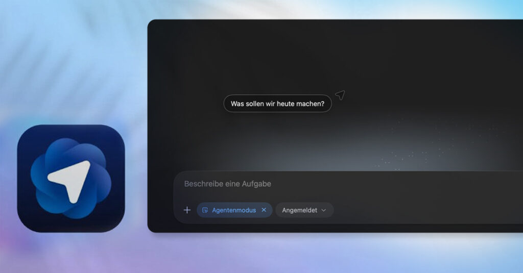 Startansicht von ChatGPT Atlas mit Browser-Symbol