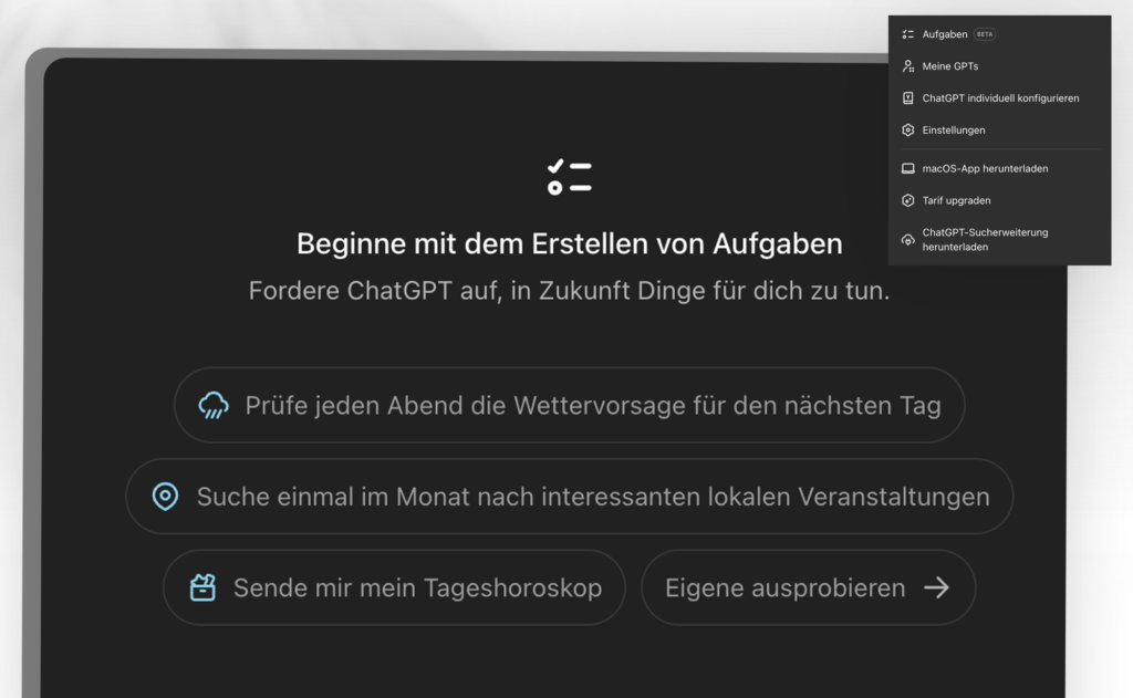 ChatGPT Beta Aufgaben erstellen