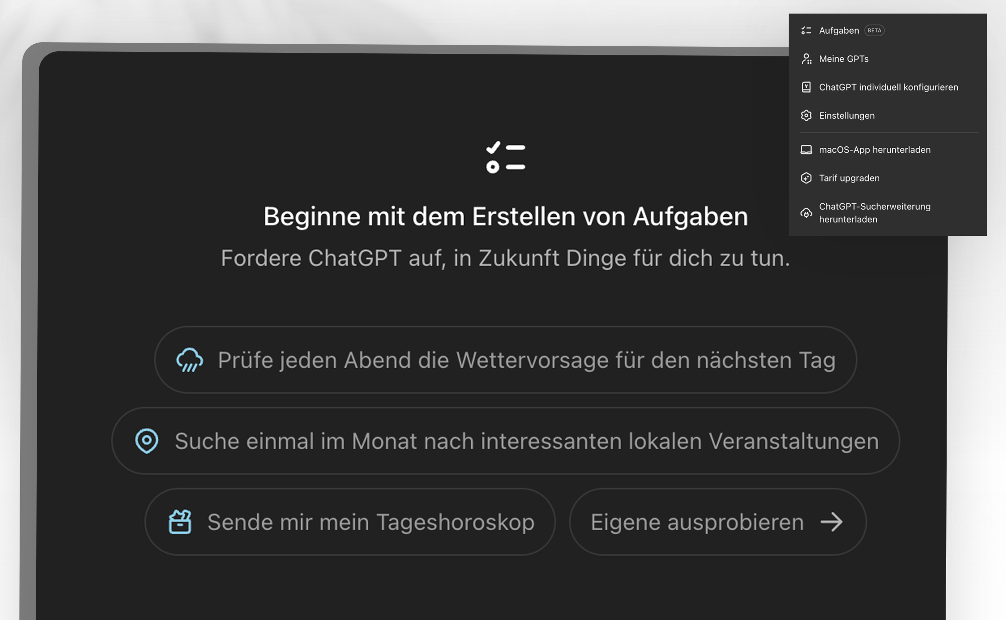 ChatGPT Beta Aufgaben erstellen