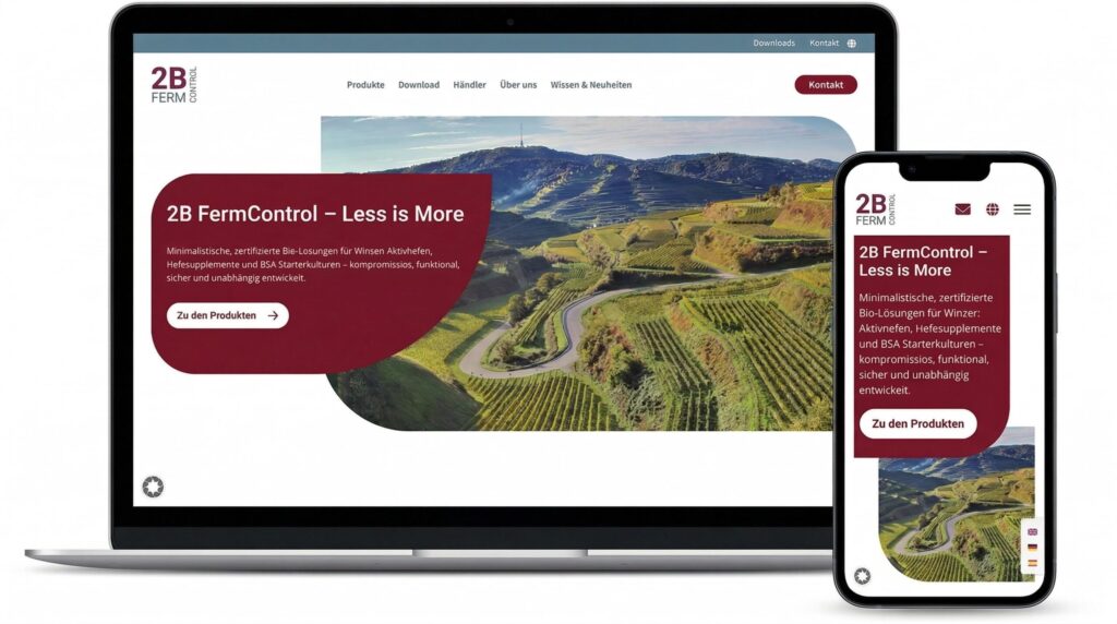 Website von 2B FermControl auf Laptop und Smartphone