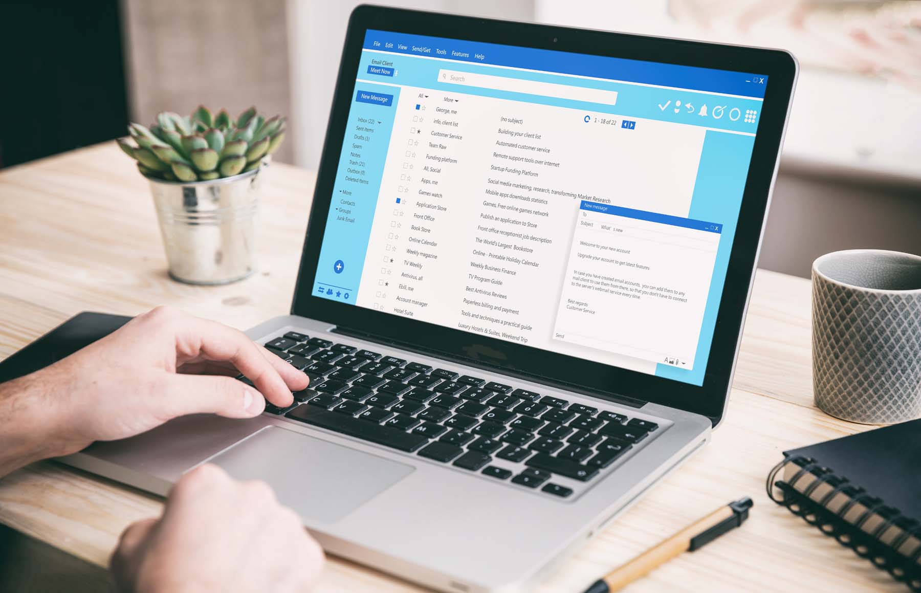 E-Mail-Postfach auf einem Laptop