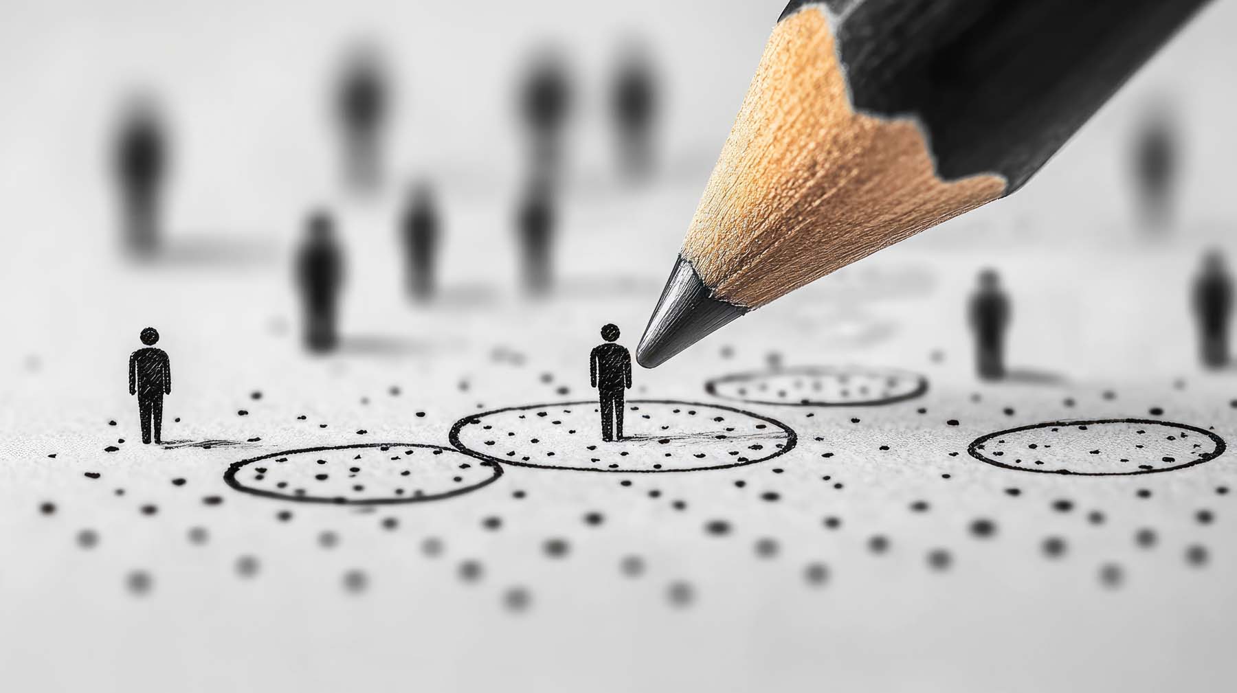 Illustration zur Zielgruppensegmentierung mit verbundenen Personensymbolen
