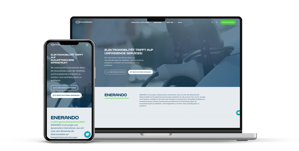 Enerando-Website auf Laptop und Smartphone