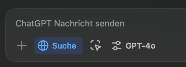 ChatGPT-Eingabefeld mit aktivierter Suchfunktion