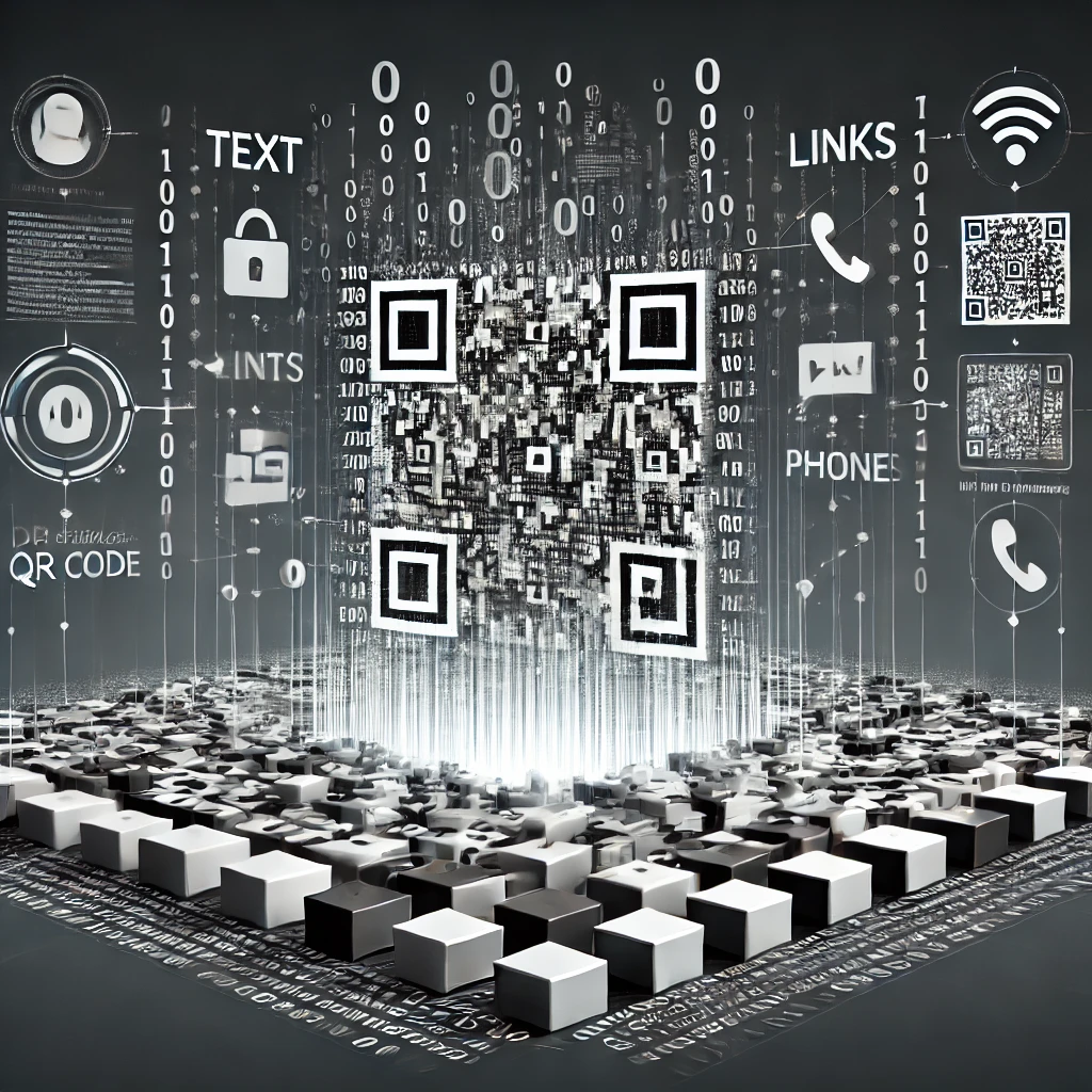 Illustration zur Kodierung von Text und Links in QR-Codes
