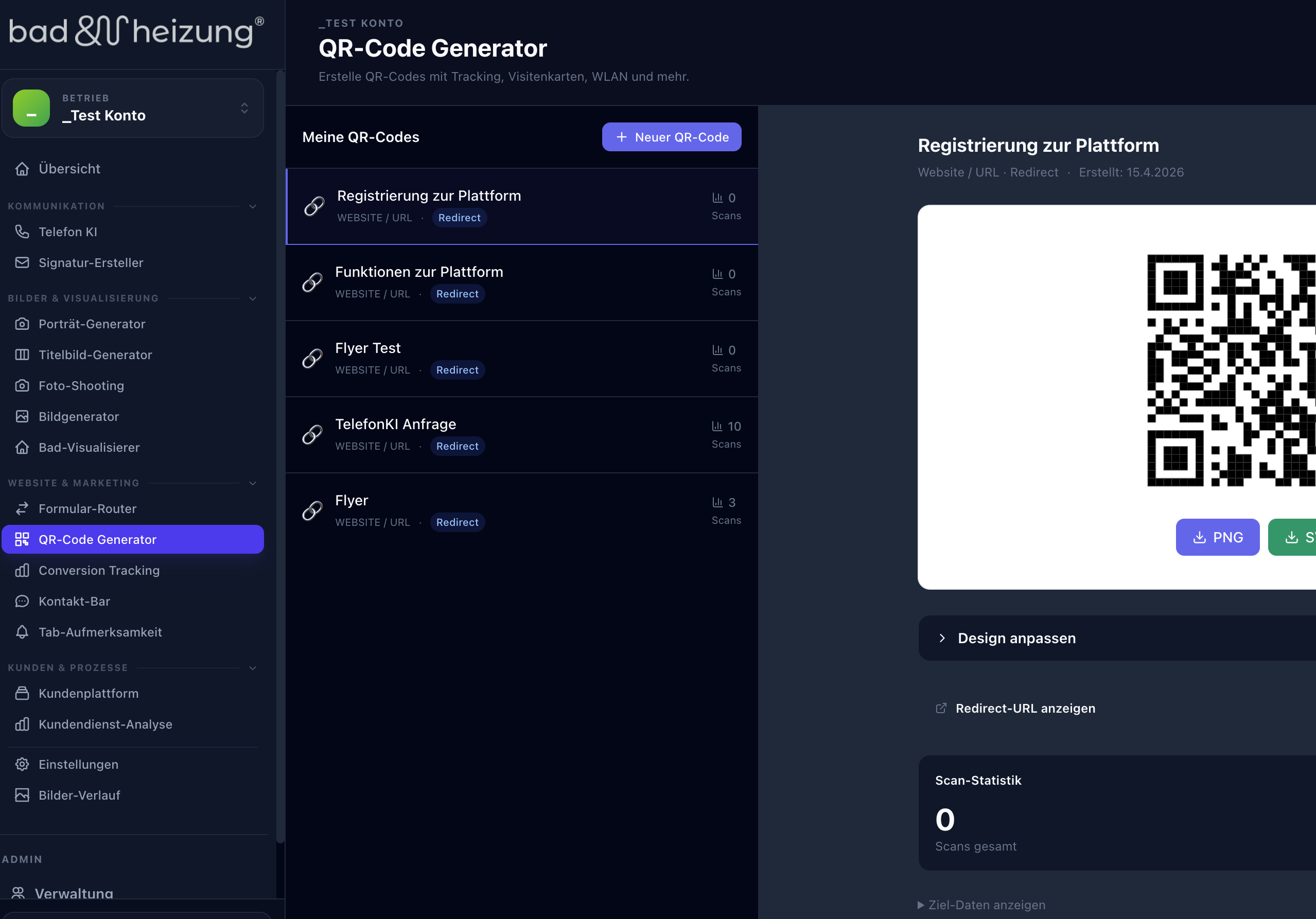 Marketing-Toolbox: dynamische QR-Codes in der zentralen Plattform für den Unternehmensverbund