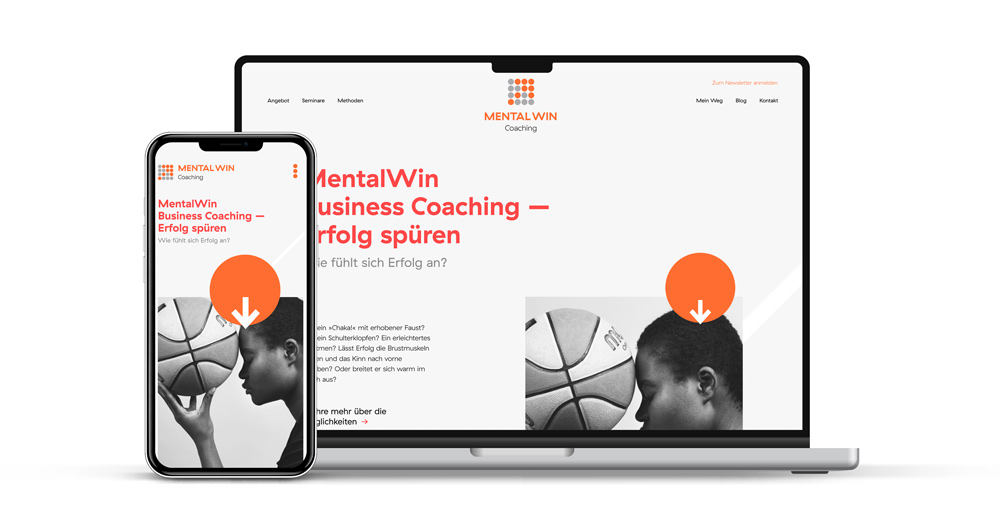 MentalWin-Coaching-Website auf Laptop und Smartphone