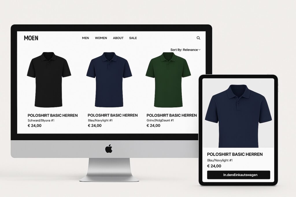 Shopify Produktvarianten auf Kategorieseiten getrennt anzeigen lassen.