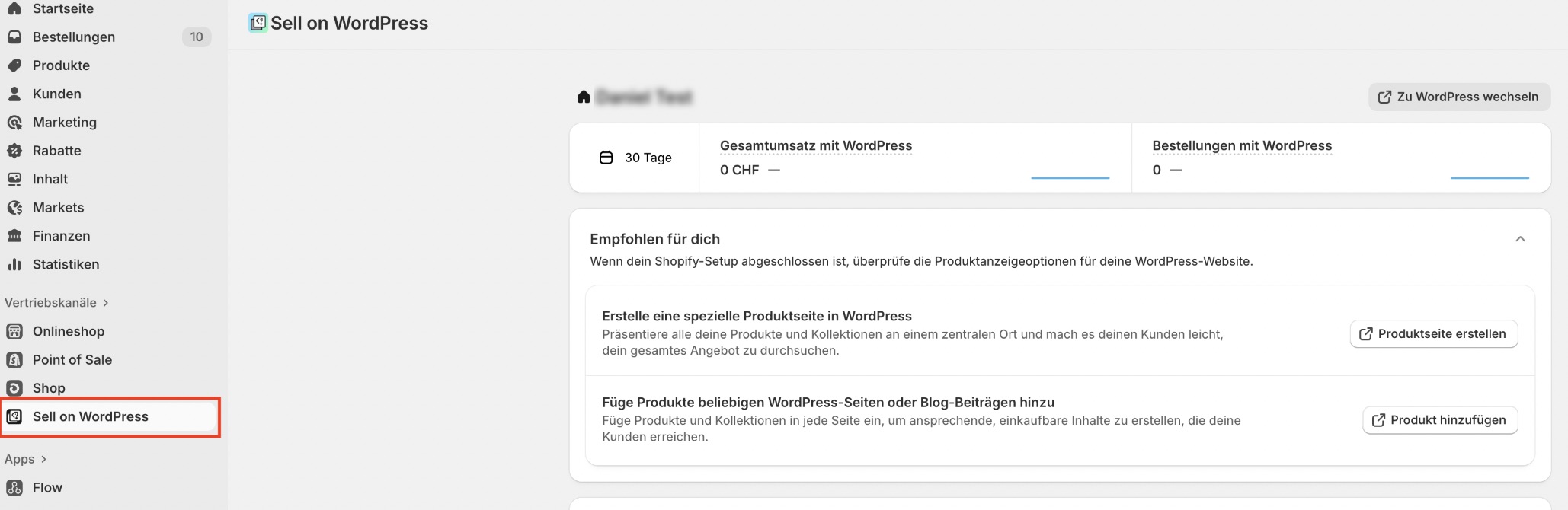 Shopify Sell on WordPress App