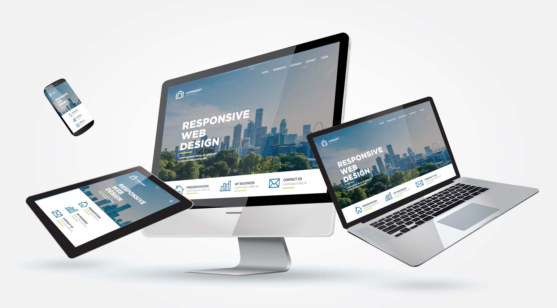 Responsive Website auf Desktop, Laptop, Tablet und Smartphone