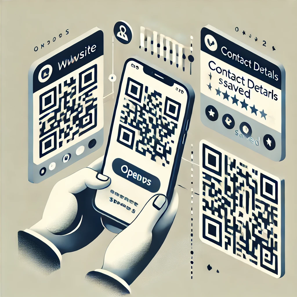 Smartphone liest einen QR-Code mit Weiterleitungsoptionen