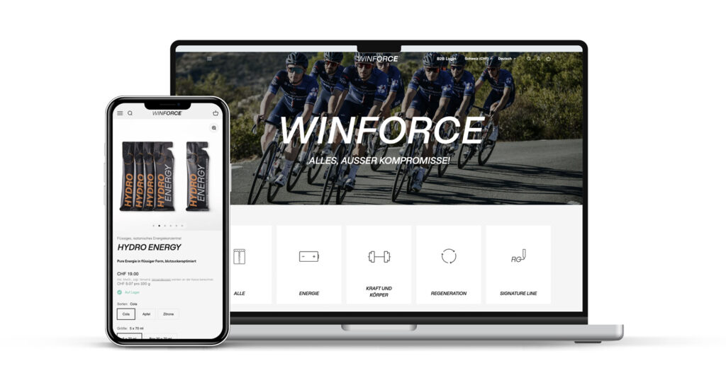 Winforce-Onlineshop auf Laptop und Smartphone